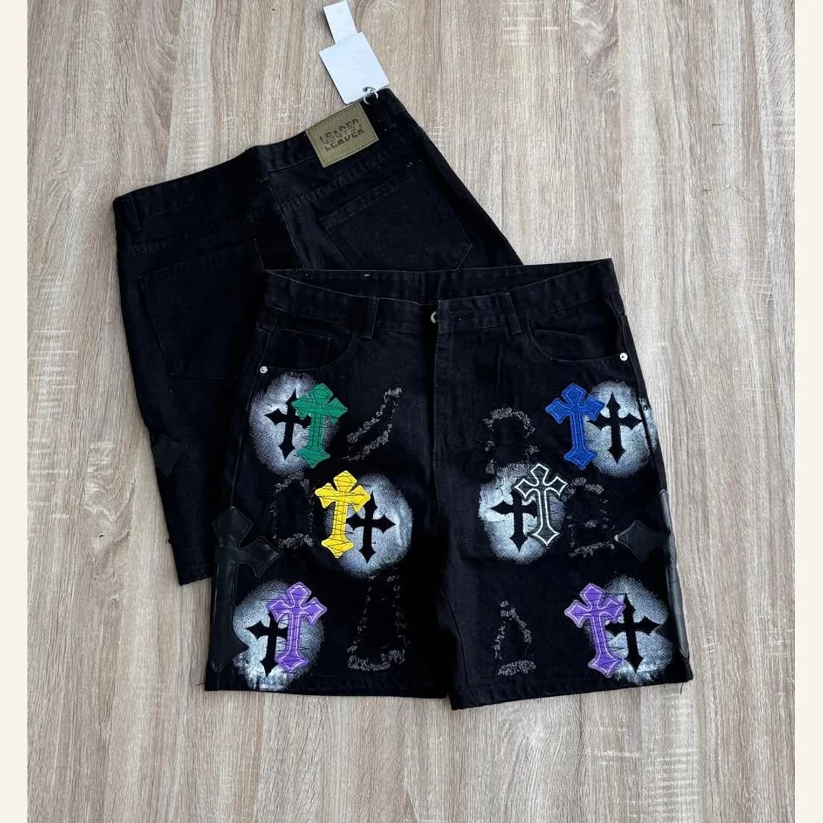 Graphic Denim Shorts 007