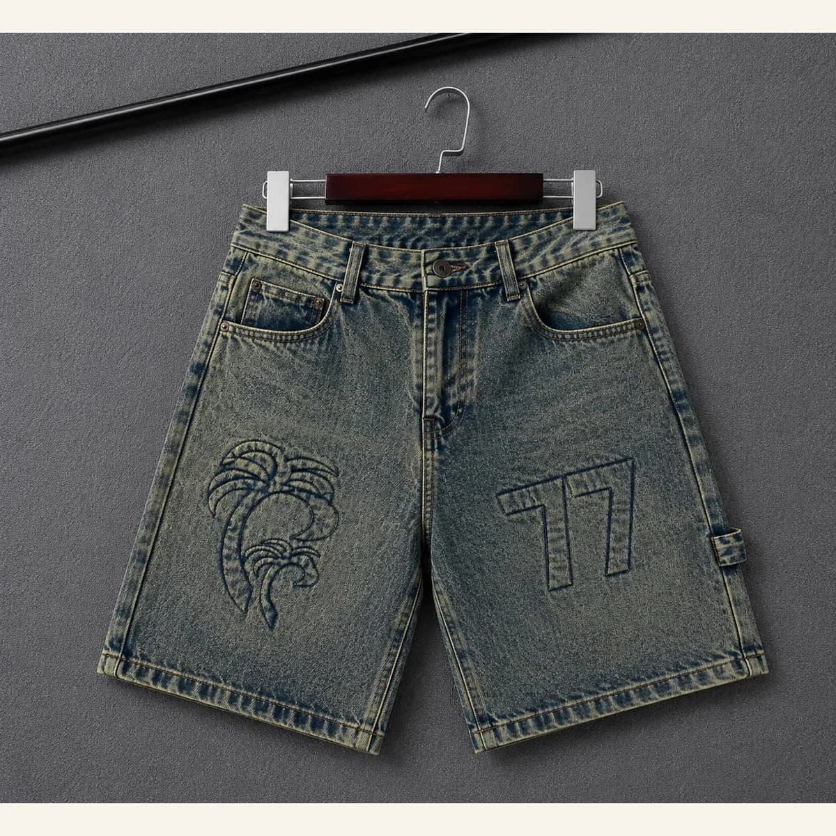 Washed Denim Shorts 037