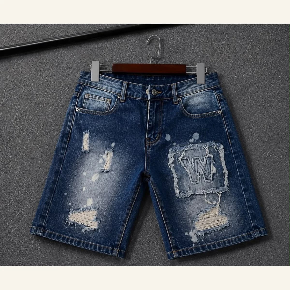 Washed Denim Shorts 045