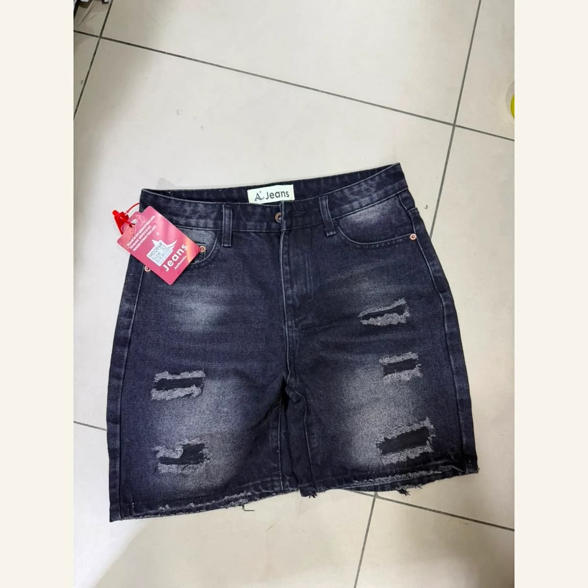 Washed Denim Shorts 062