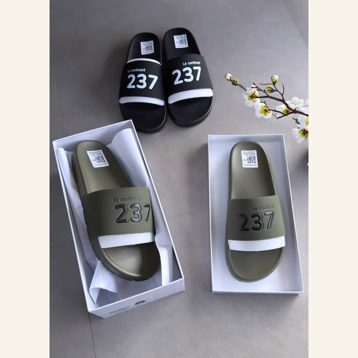 Grey Number 237 Slide Sandals