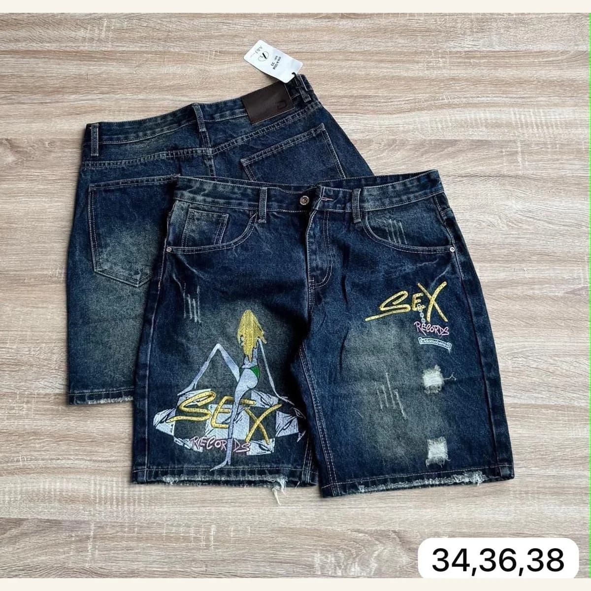 Graphic Denim Shorts 326