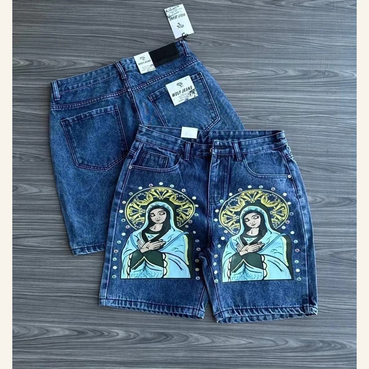 Graphic Denim Shorts 330