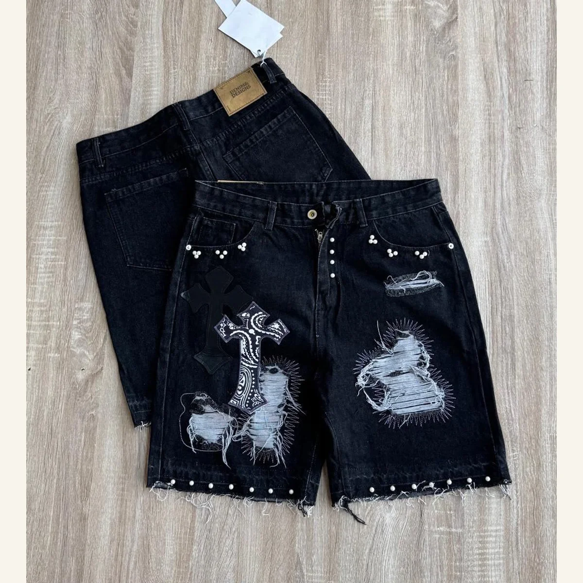 Graphic Denim Shorts 005