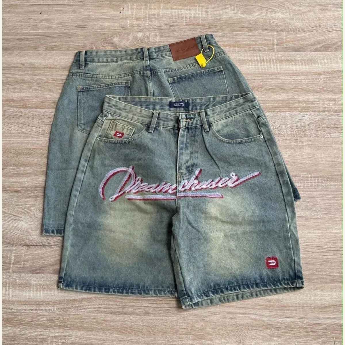 Graphic Denim Shorts 008