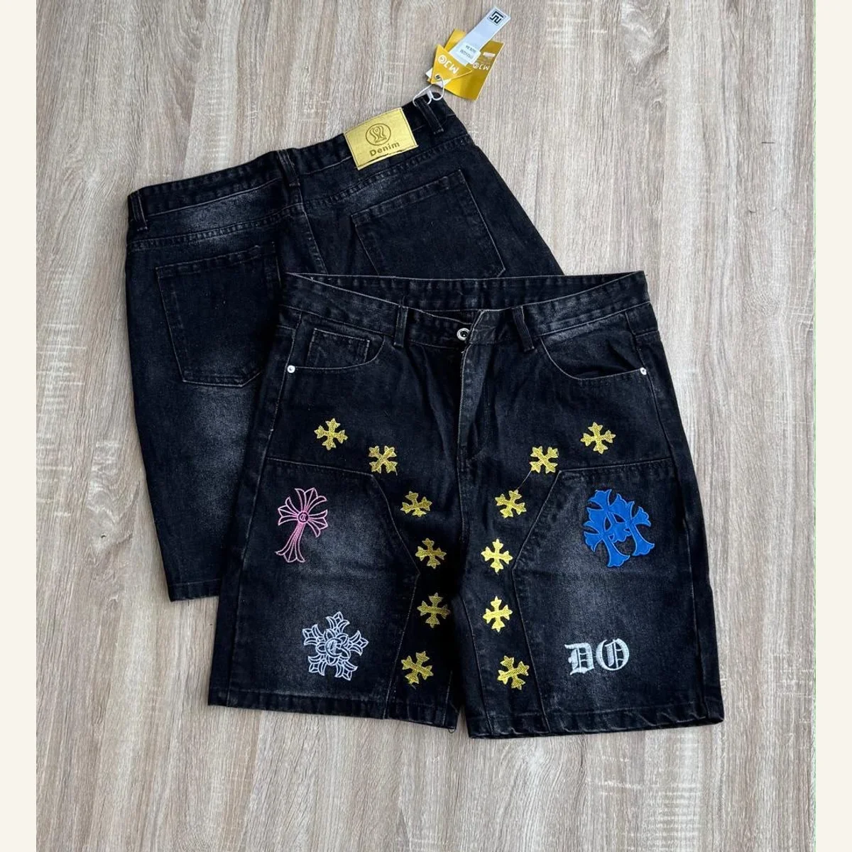 Graphic Denim Shorts 012
