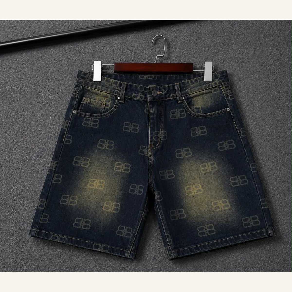Washed Denim Shorts 035
