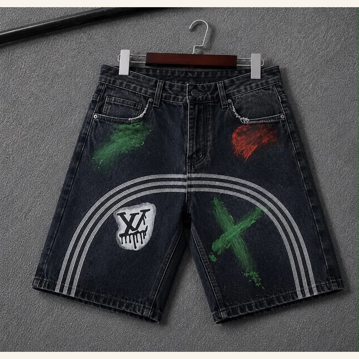 Washed Denim Shorts 036
