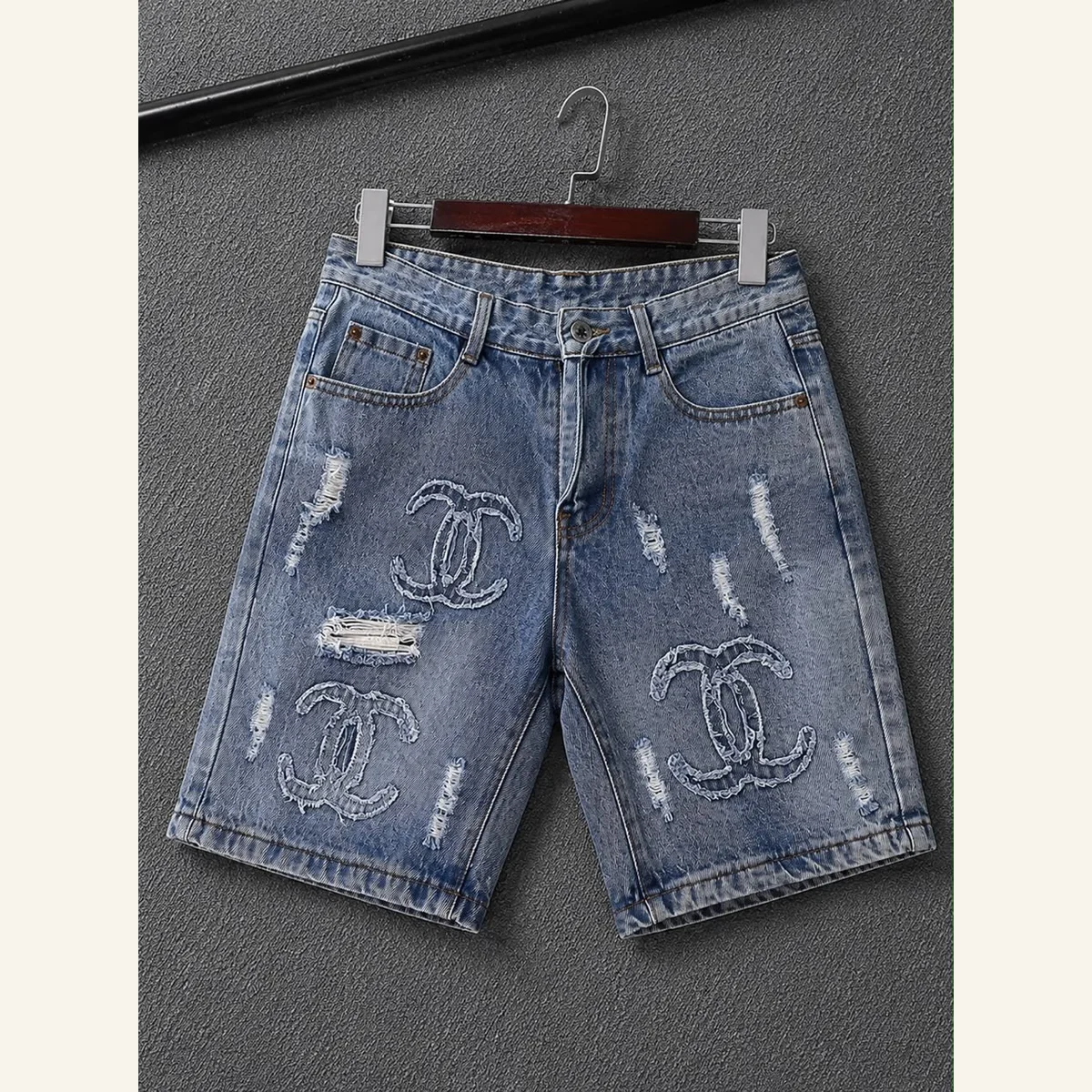 Washed Denim Shorts 038