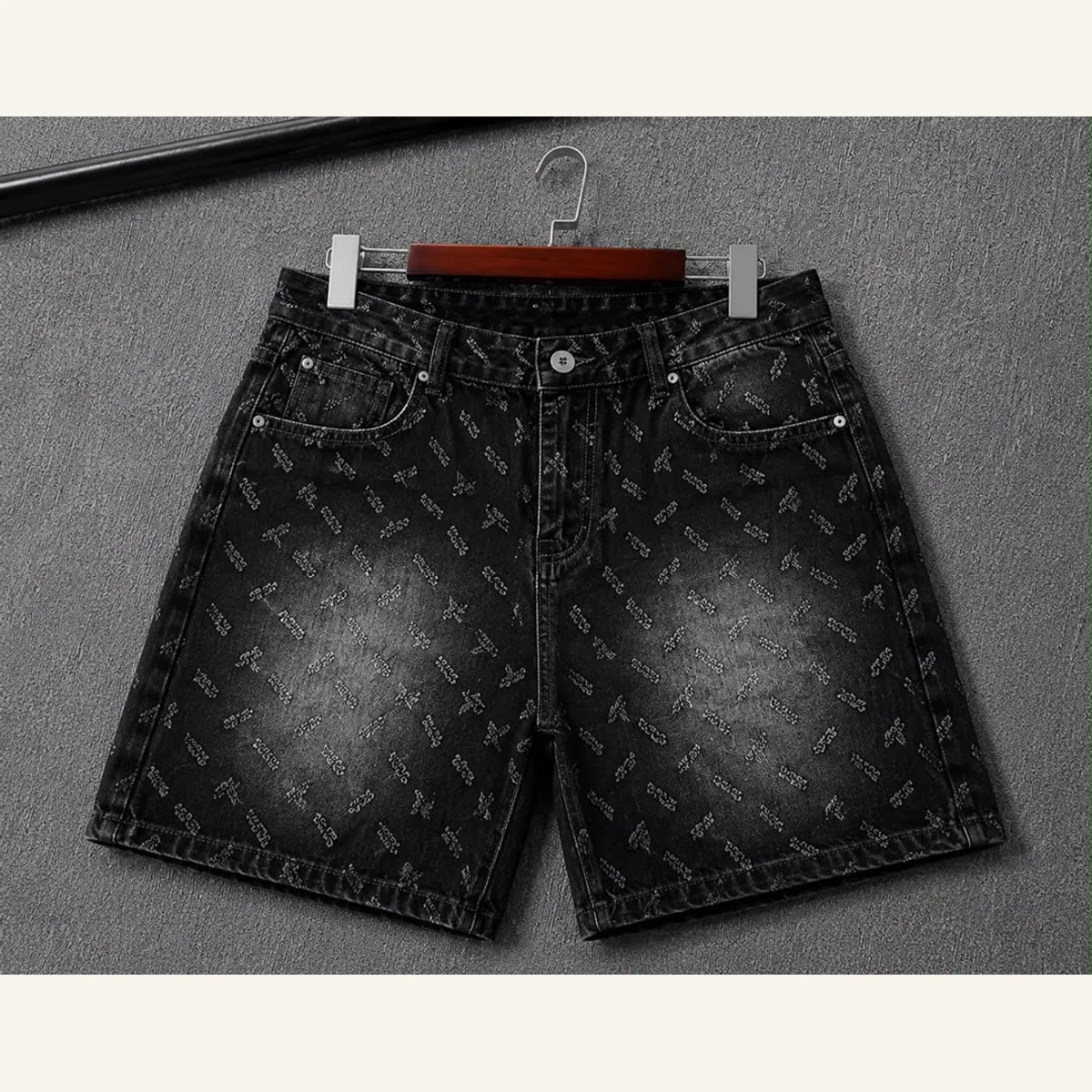 Washed Denim Shorts 043