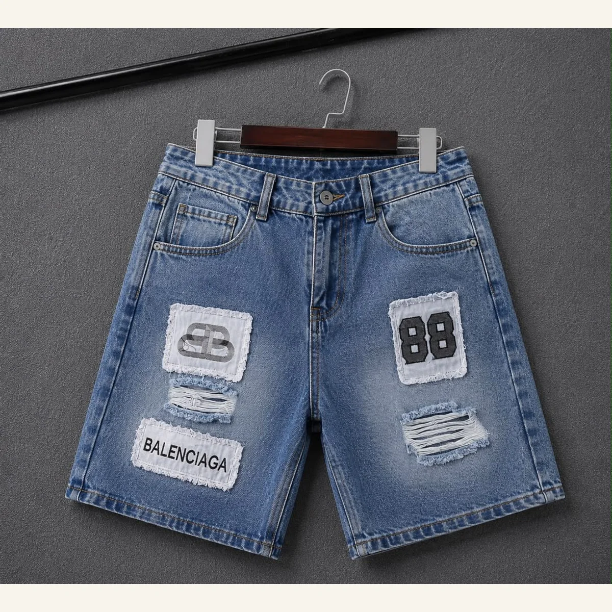 Washed Denim Shorts 044