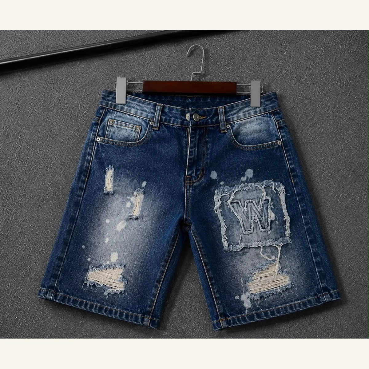Washed Denim Shorts 045