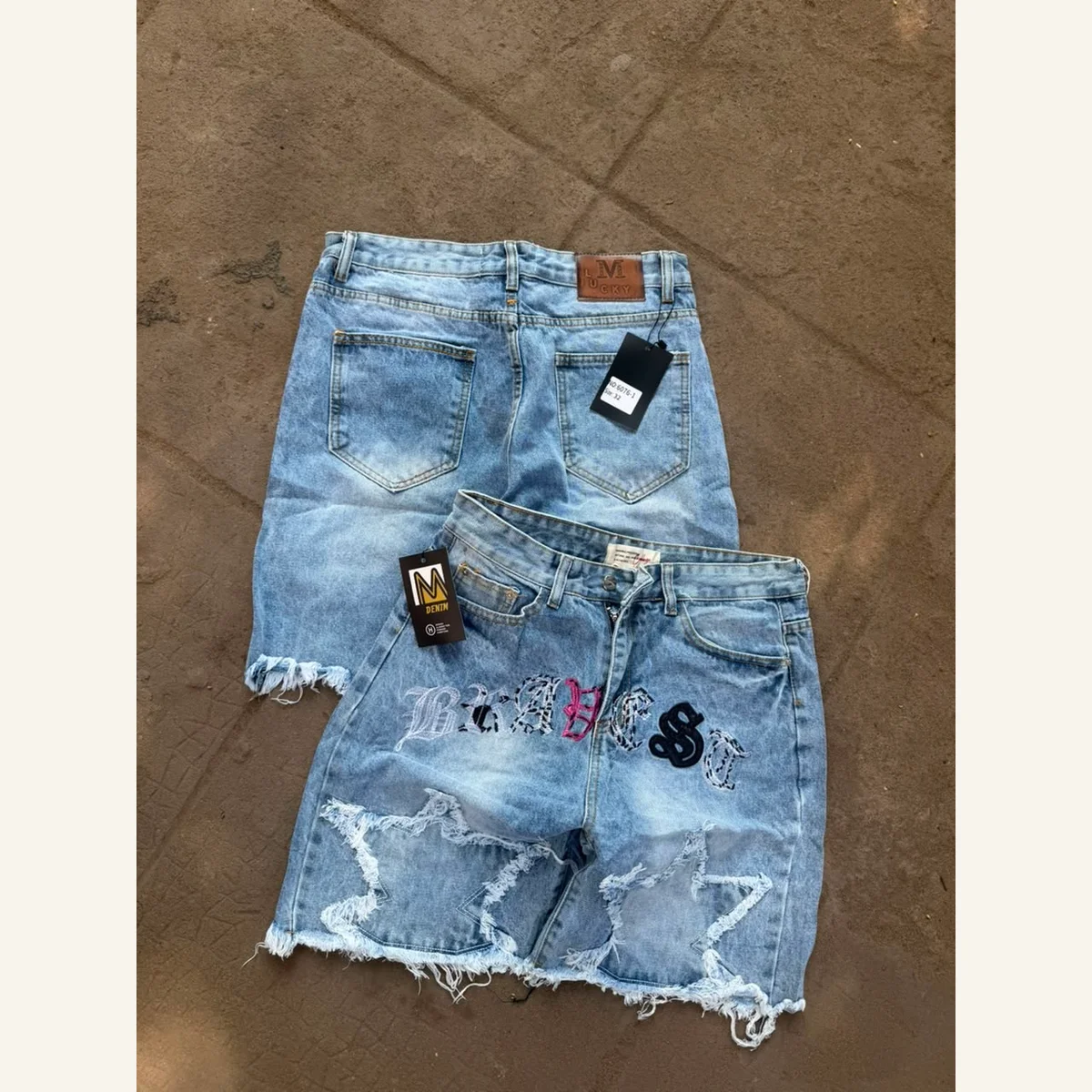 Washed Denim Shorts 060