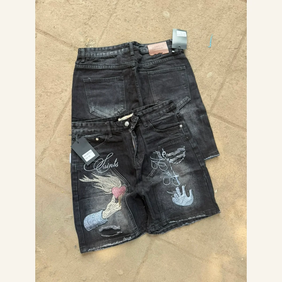 Washed Denim Shorts 061