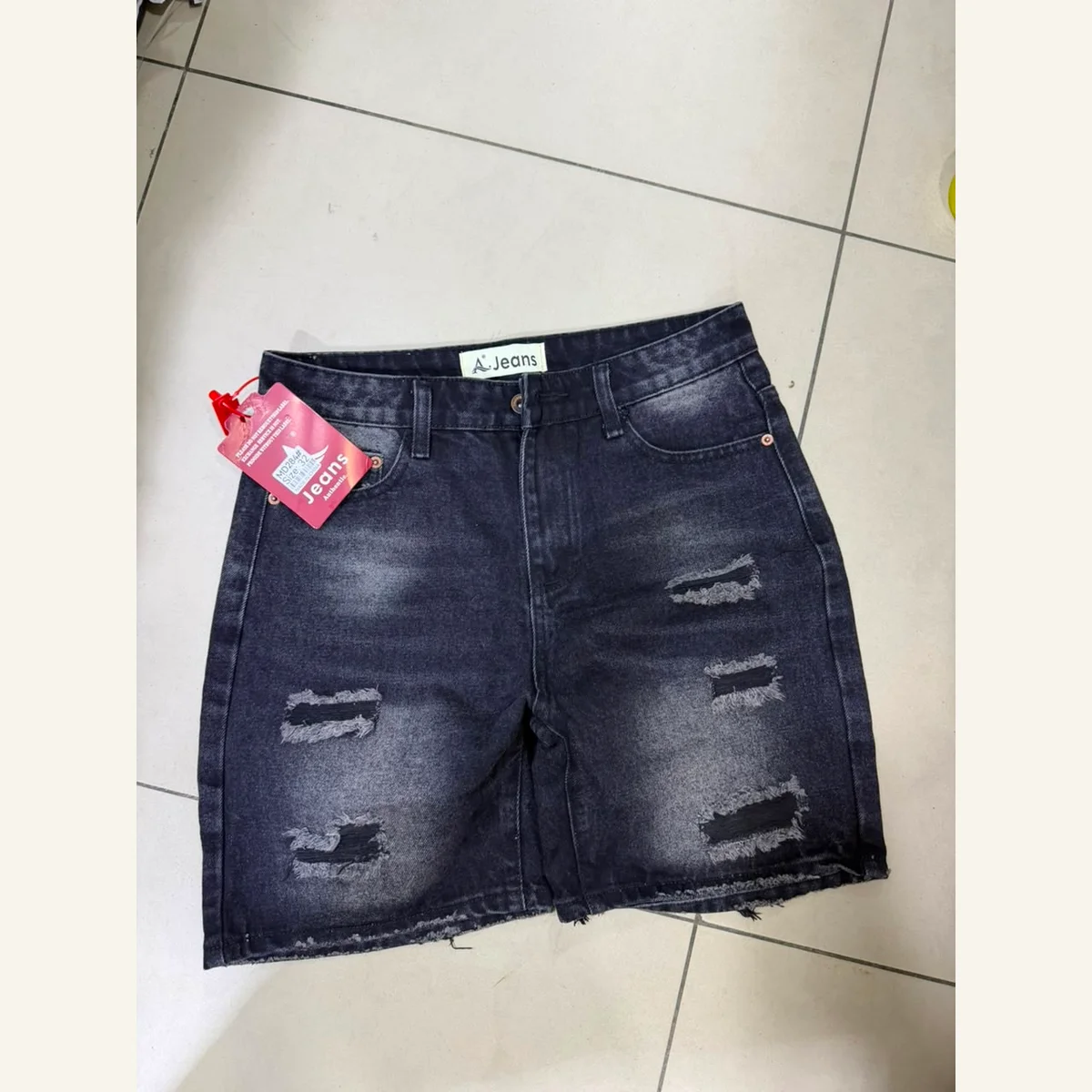Washed Denim Shorts 062
