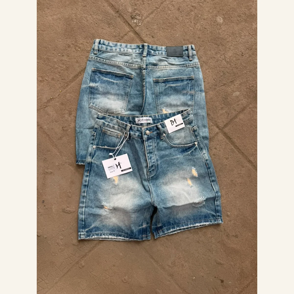 Washed Denim Shorts 063