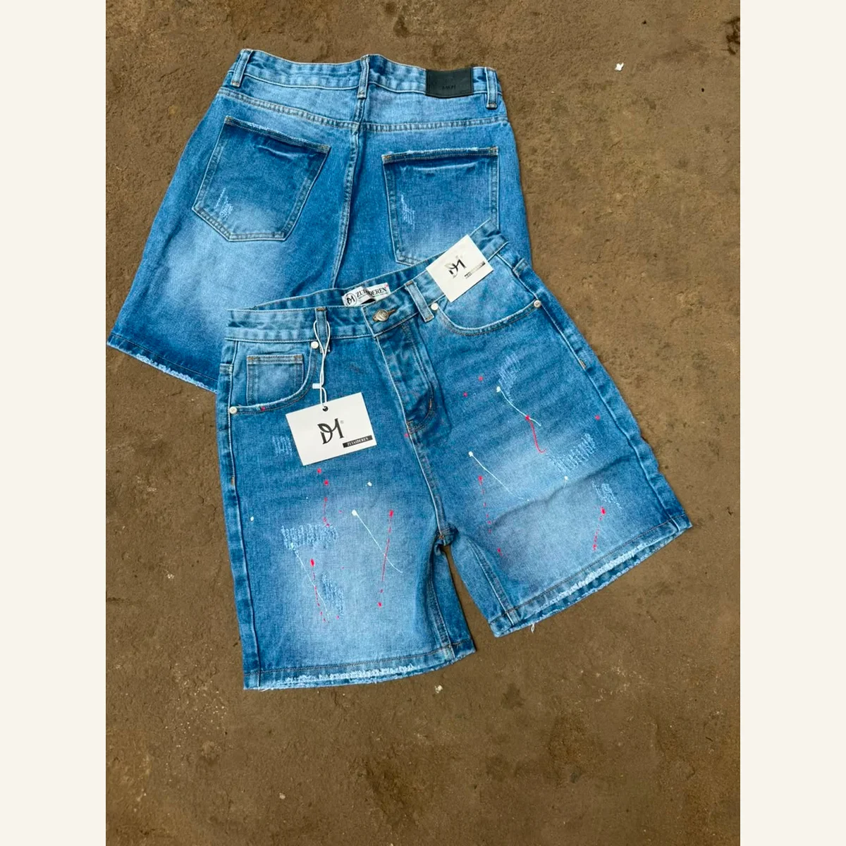 Washed Denim Shorts 065