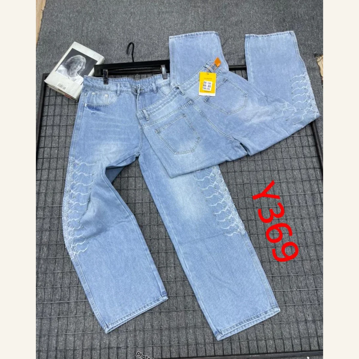 Wide-Leg Denim Trousers 201