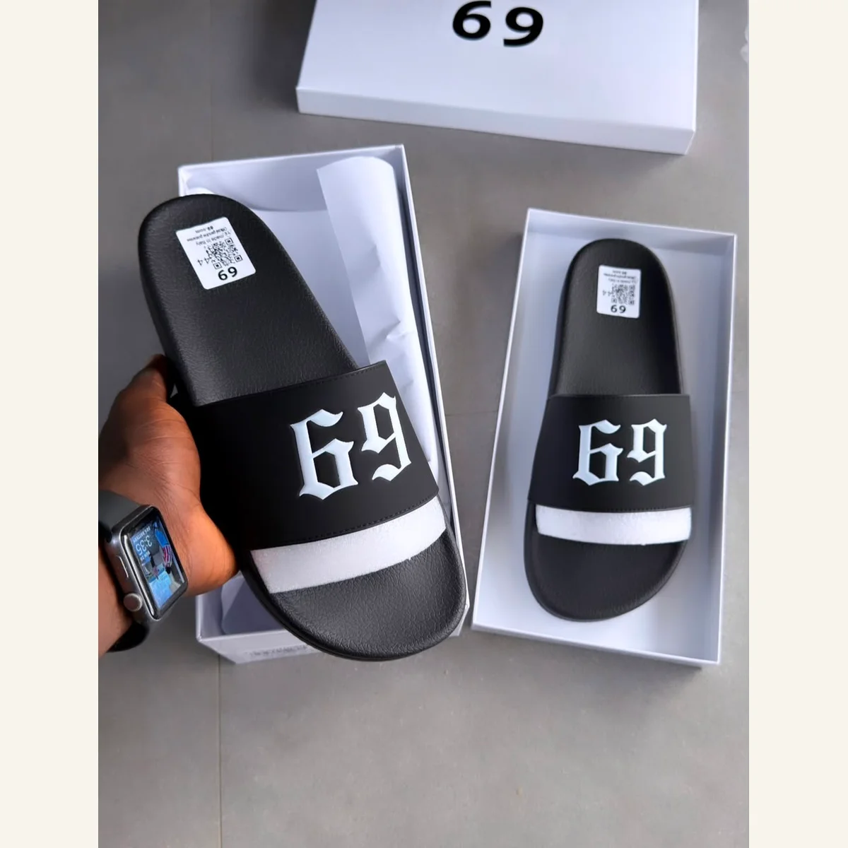 Number 69 Slide Sandals
