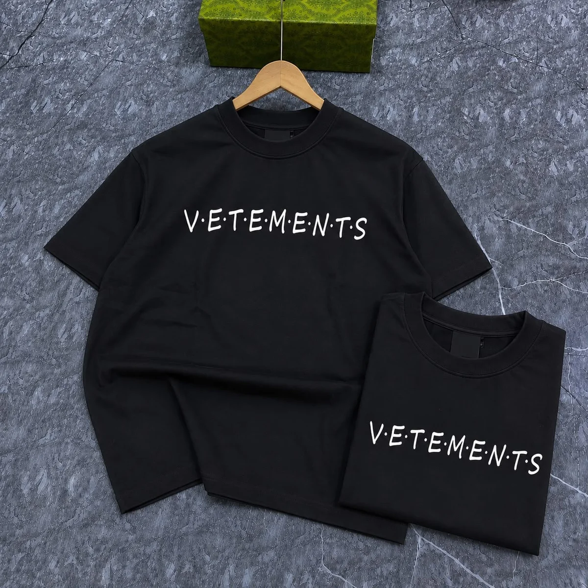 Black Vetements T-Shirt and Shorts Set