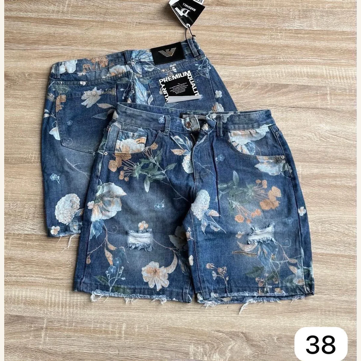 Graphic Denim Shorts 323