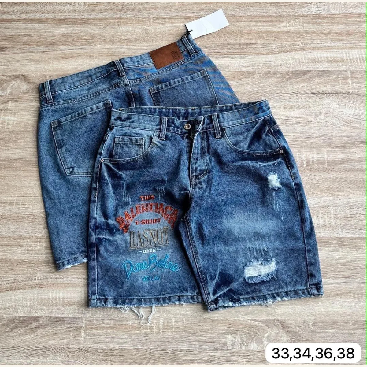 Graphic Denim Shorts 325