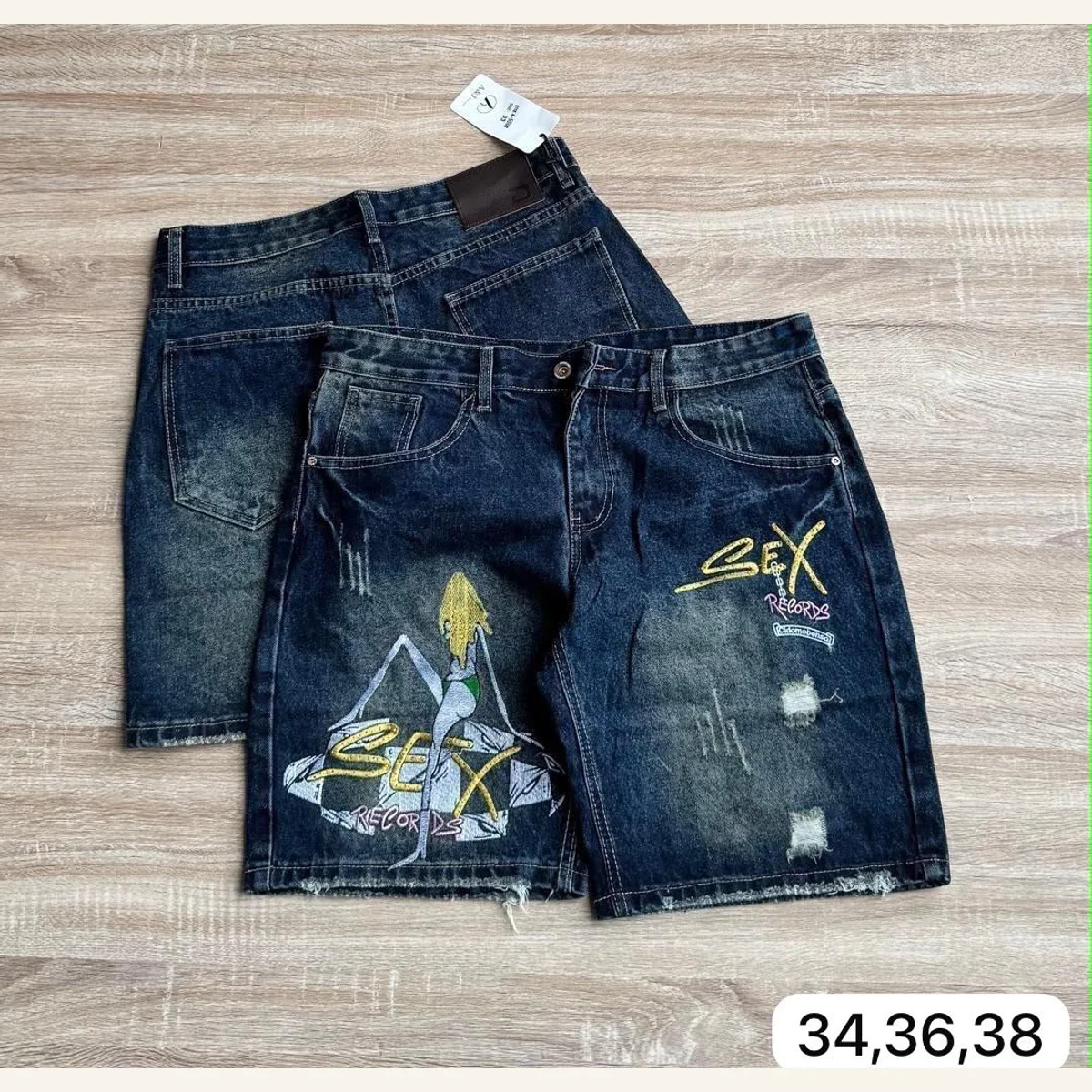 Graphic Denim Shorts 326