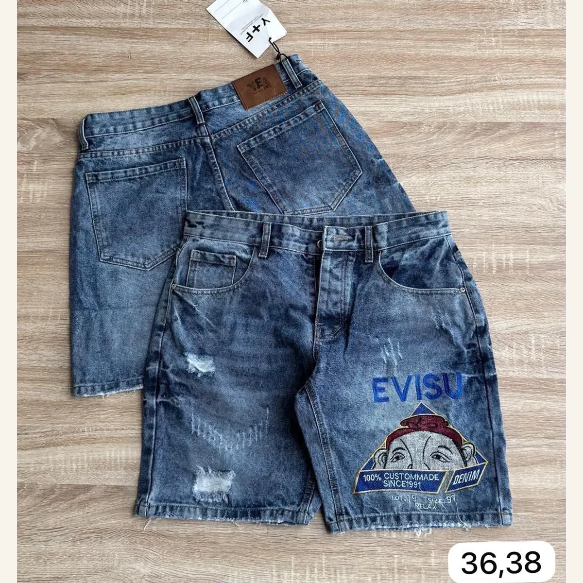 Graphic Denim Shorts 327