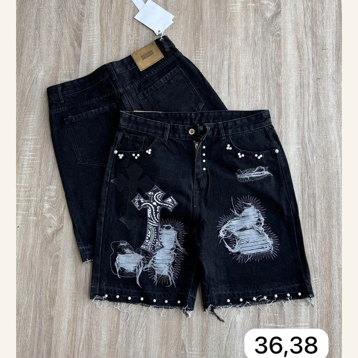 Graphic Denim Shorts 328