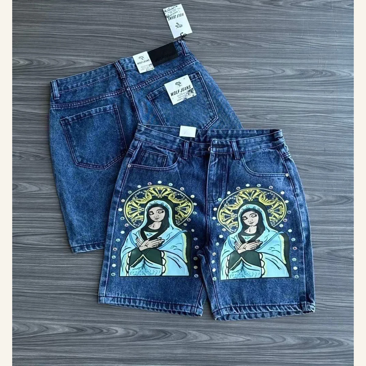 Graphic Denim Shorts 330